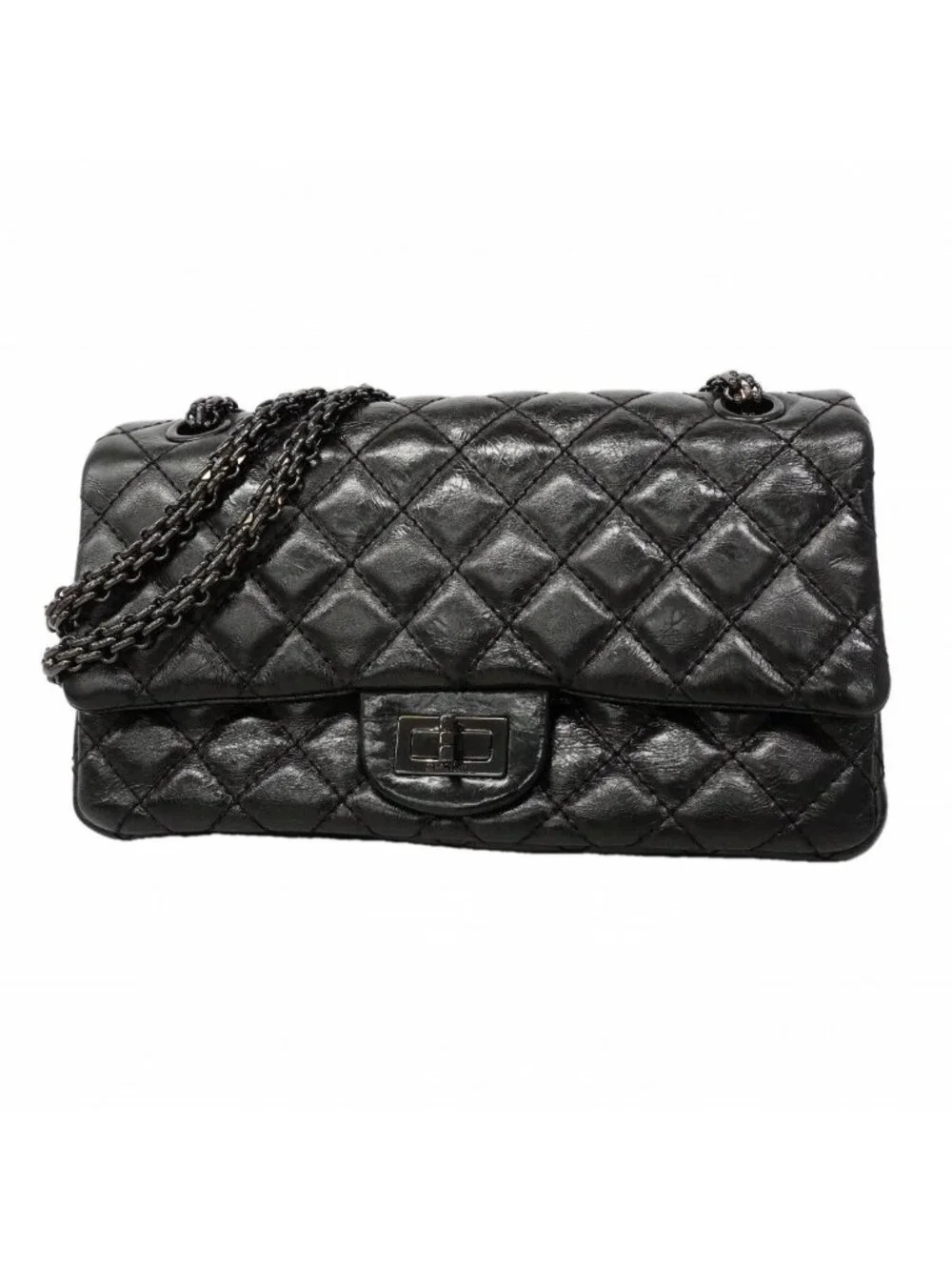 Chanel Shoulder Bag 2.55 Calfskin Black Silver